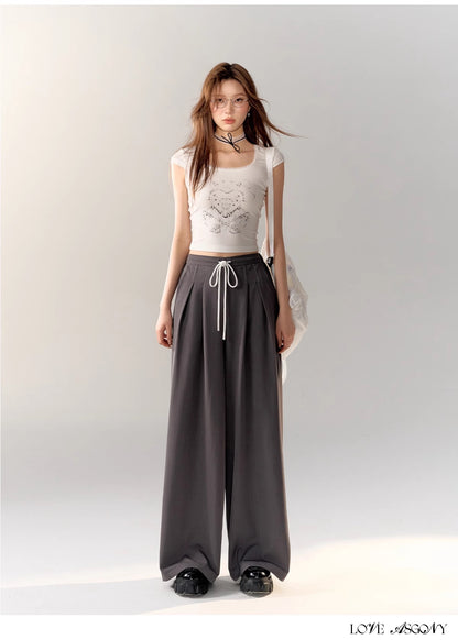 AsGony STRIPE LOOSE TROUSERS (2color)