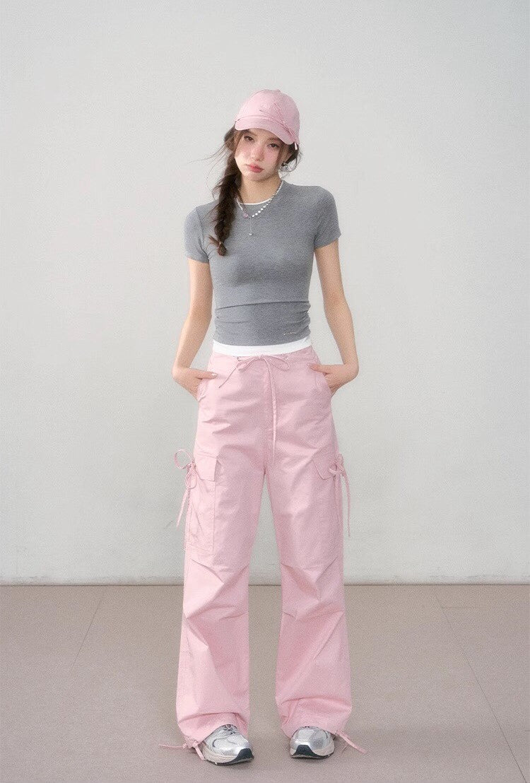 AsGony BALLET BOW LOOSE PANTS(2color)