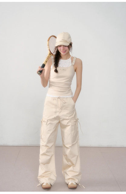 AsGony BALLET BOW LOOSE PANTS(2color)