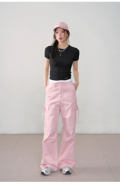 AsGony BALLET BOW LOOSE PANTS(2color)