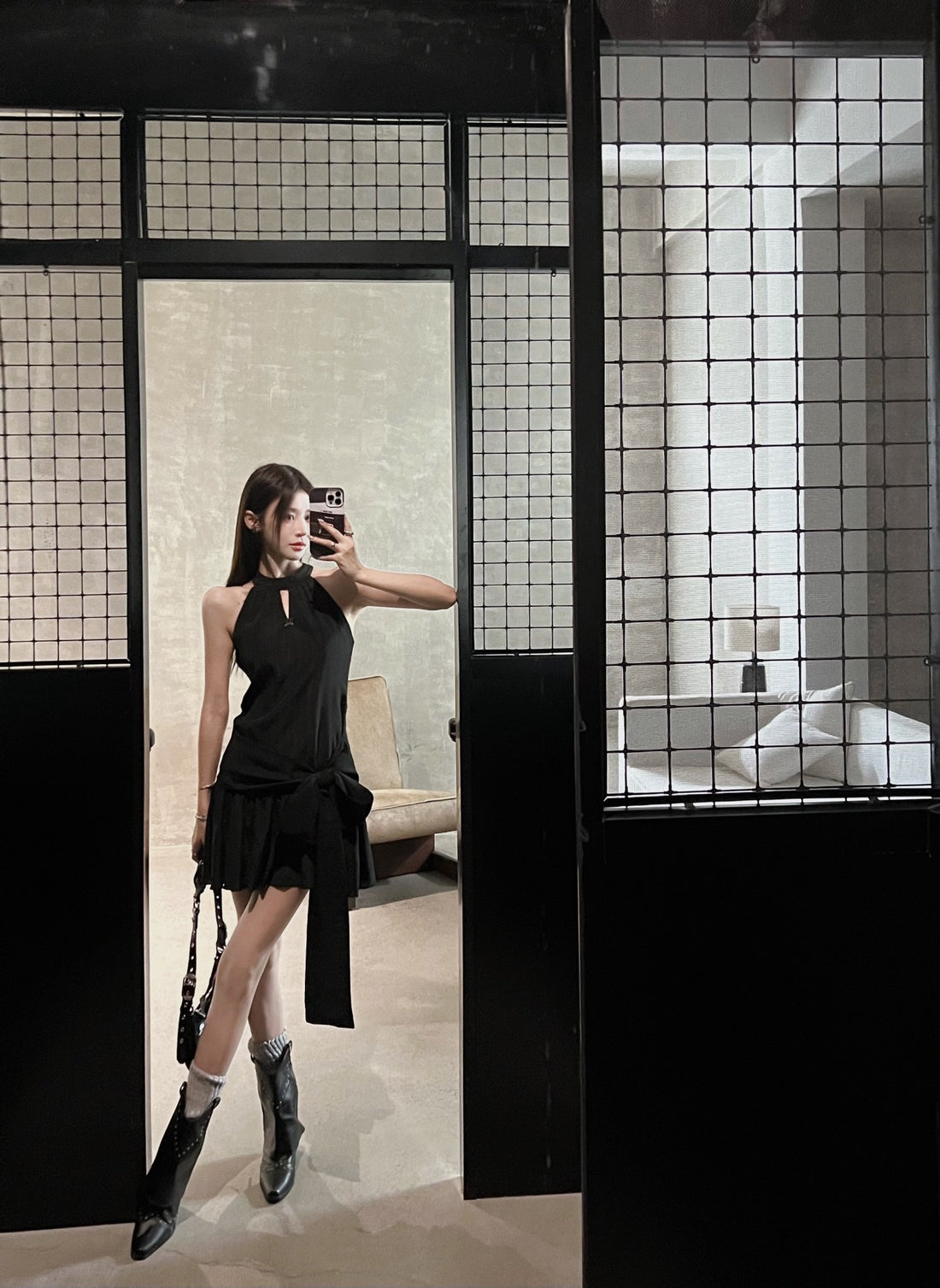 West.Y Sale Black Halter Mini Dress
