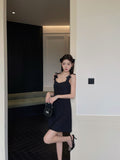 West.Y Black Flower Slip Mini Dress