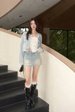 West.Y Cream Tube & Diamante Denim Jacket