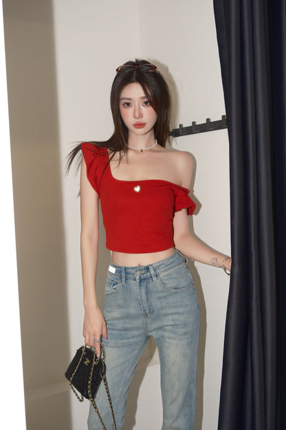 West.Y Red Off-shoulder Top