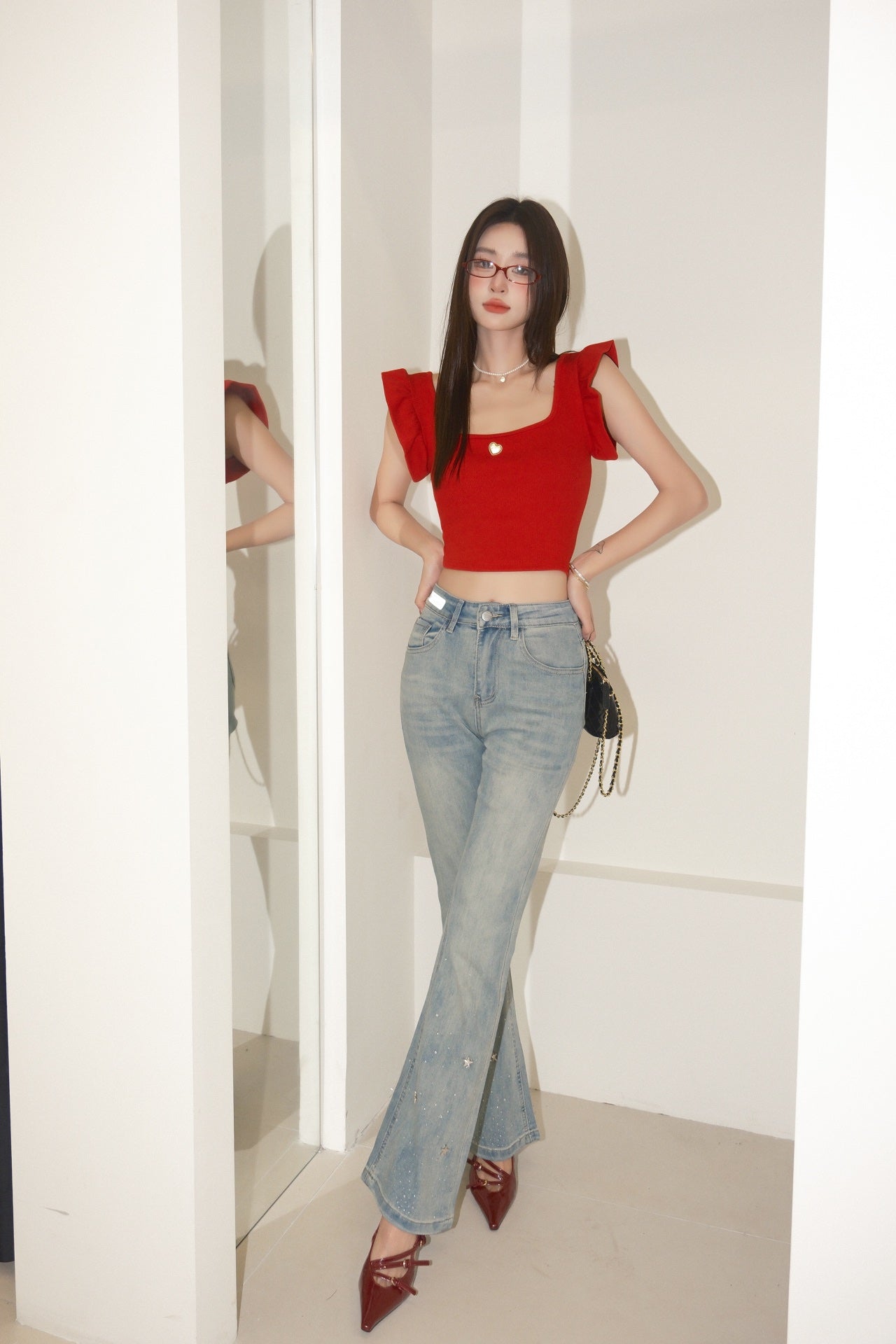 West.Y Red Off-shoulder Top