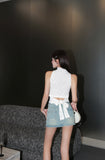 West.Y White Mock Neck Top&Rivet Skirt