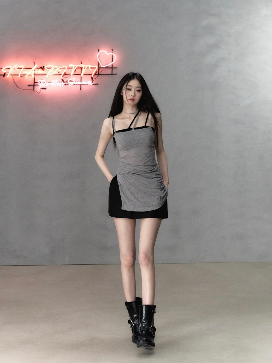 VIA PITTI Cross-Line Mini Dress(2color)