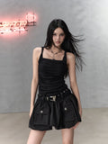 VIA PITTI Black Cargo Mini Dress