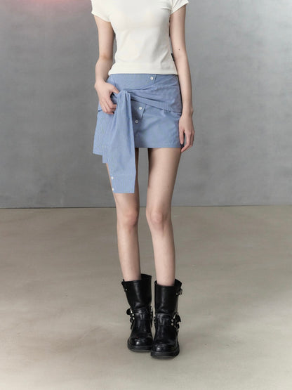 VIA PITTI Fake Sleeve Mini Skirt(2color)