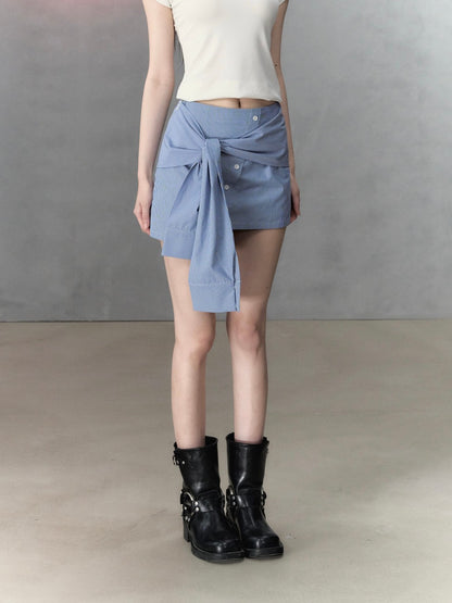 VIA PITTI Fake Sleeve Mini Skirt(2color)