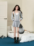 VIA PITTI Grey Knitted Hoodie Dress