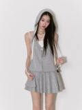 VIA PITTI Grey Knitted Hoodie Dress