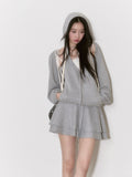 VIA PITTI Grey Knitted Hoodie Dress