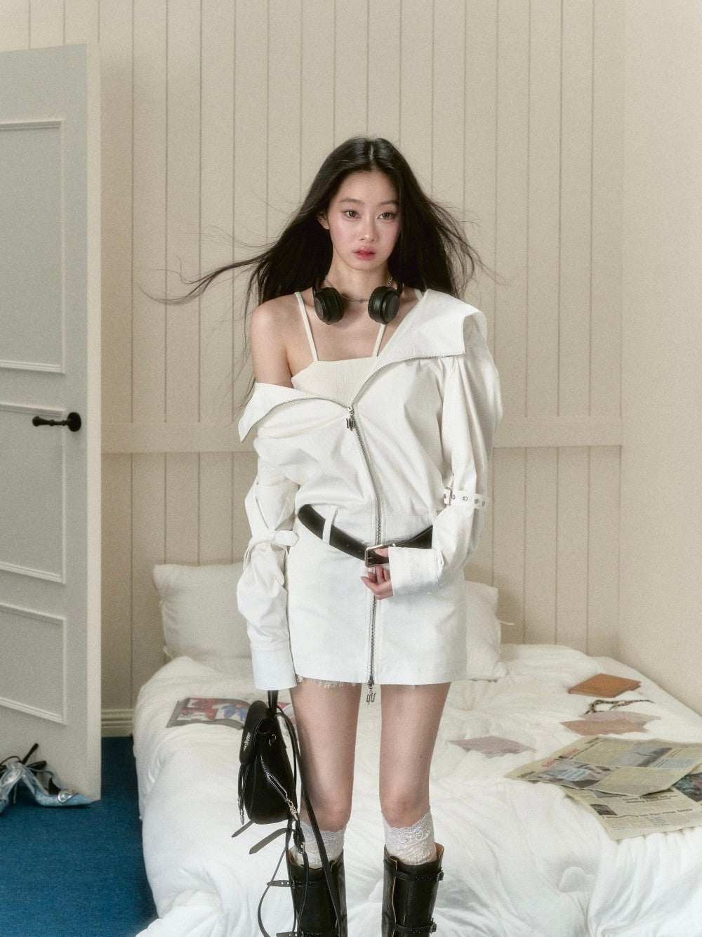 VIA PITTI White Hoodie Halter Dress