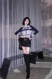 SALE West.Y Double Zipper Knitted Top-Blue