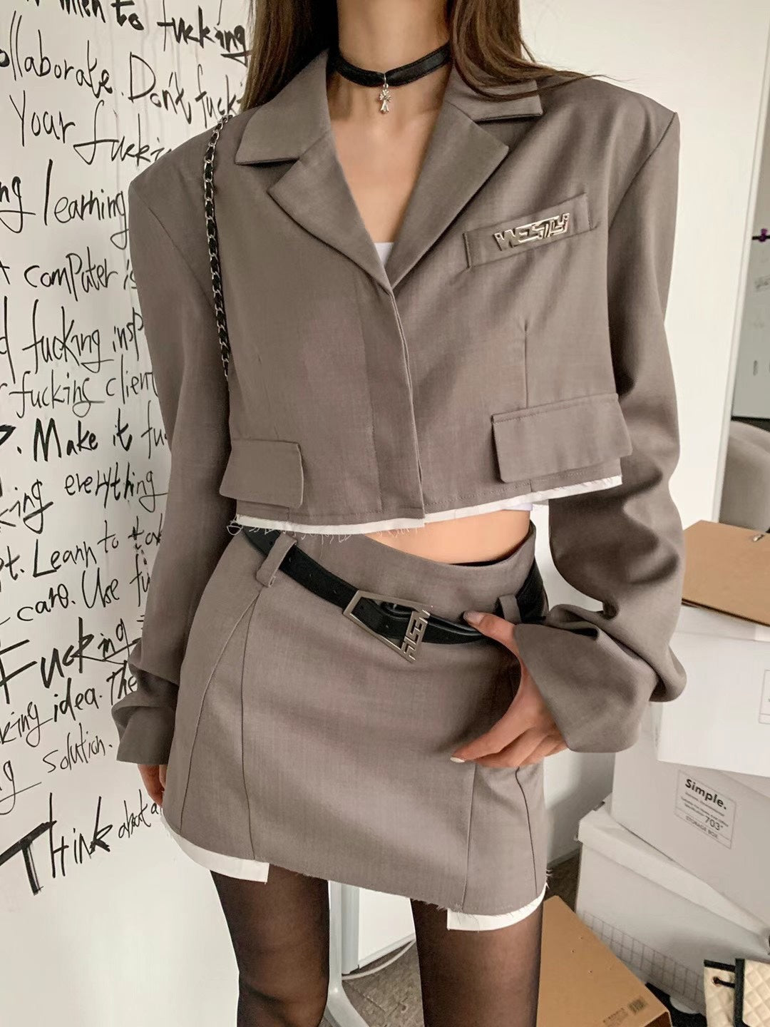 in stock SALE West.Y Grey Suit Set