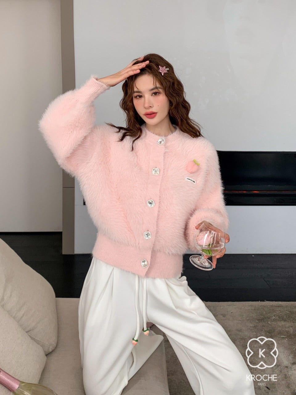 Kroche Pink Peach Cardigan