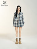 MacyMccoy Letter Plaid Oversized Shirt