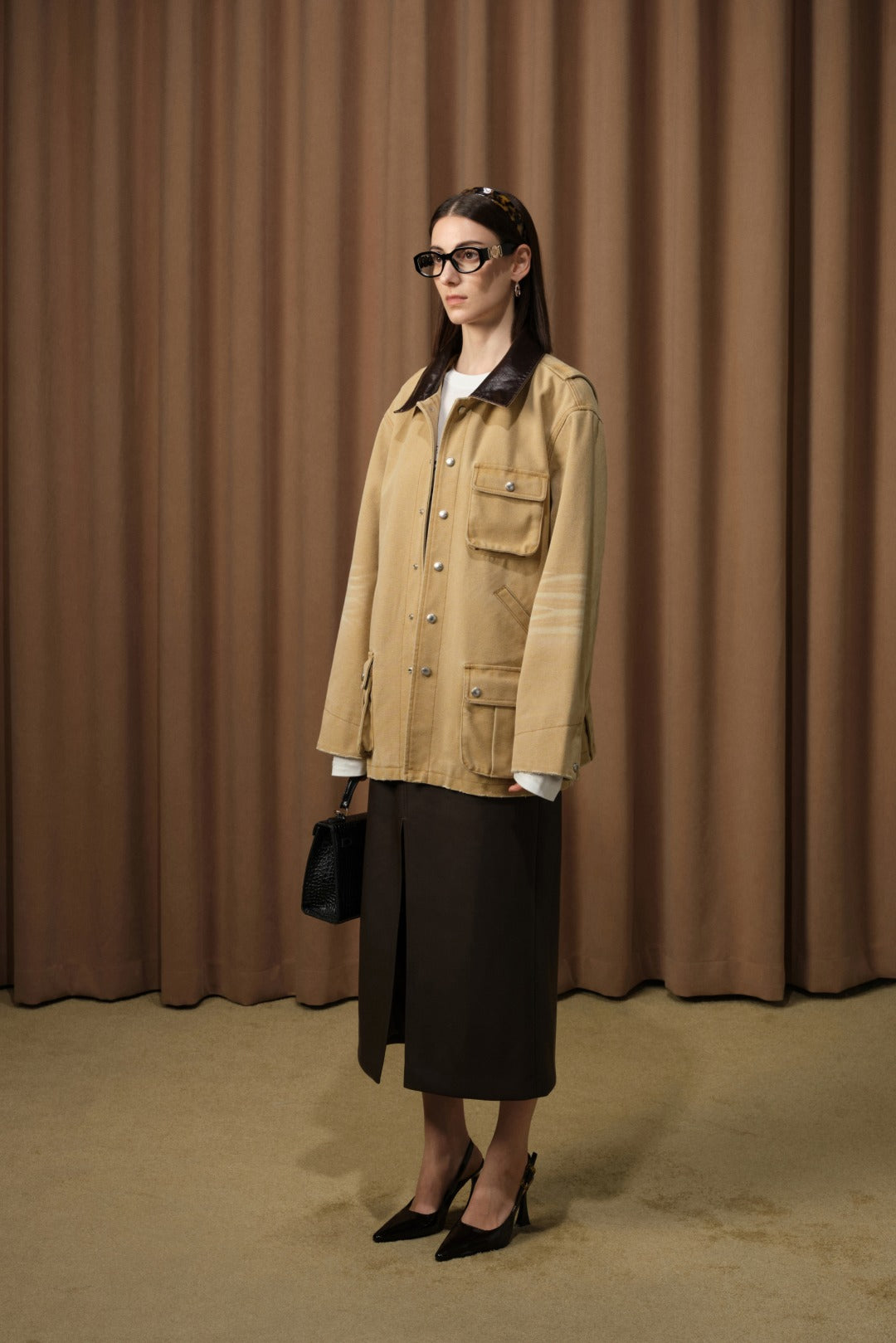 DIANA VEVINA Brown Cargo Coat