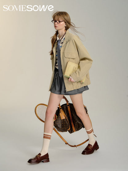 SOMESOWE Khaki Bow Jacket