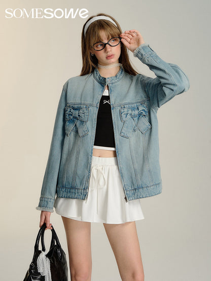 SOMESOWE Bow Denim Jacket