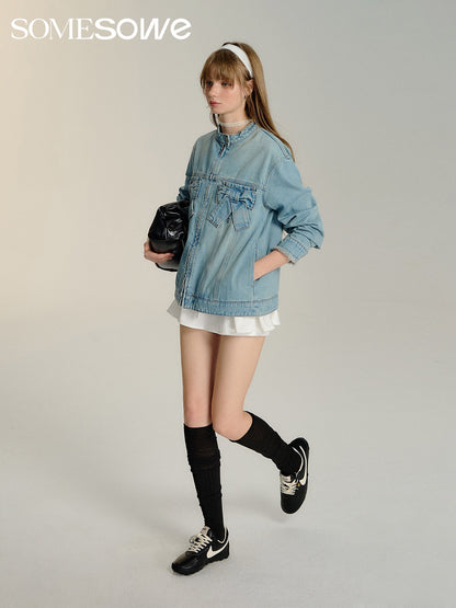 SOMESOWE Bow Denim Jacket