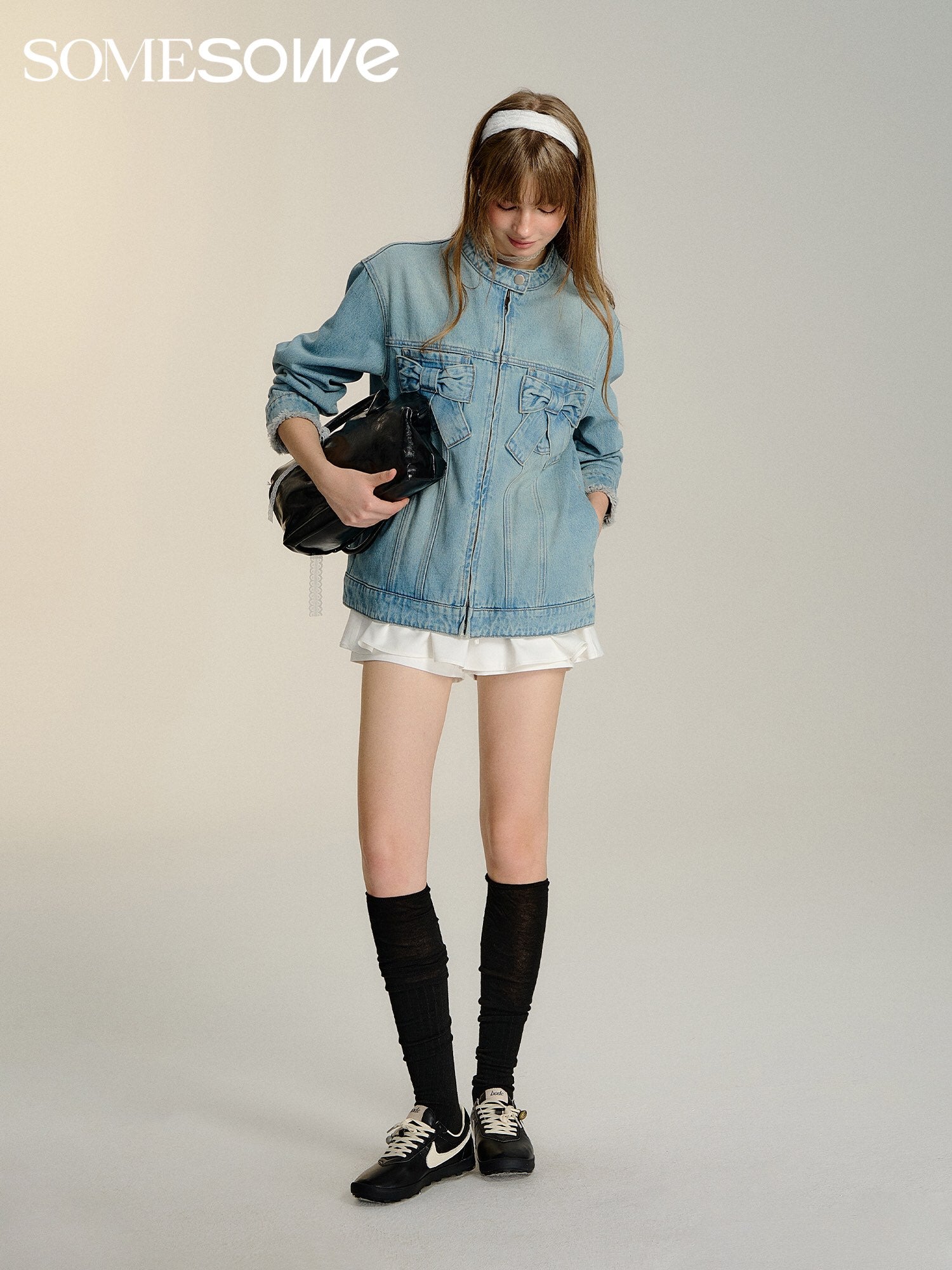 SOMESOWE Bow Denim Jacket