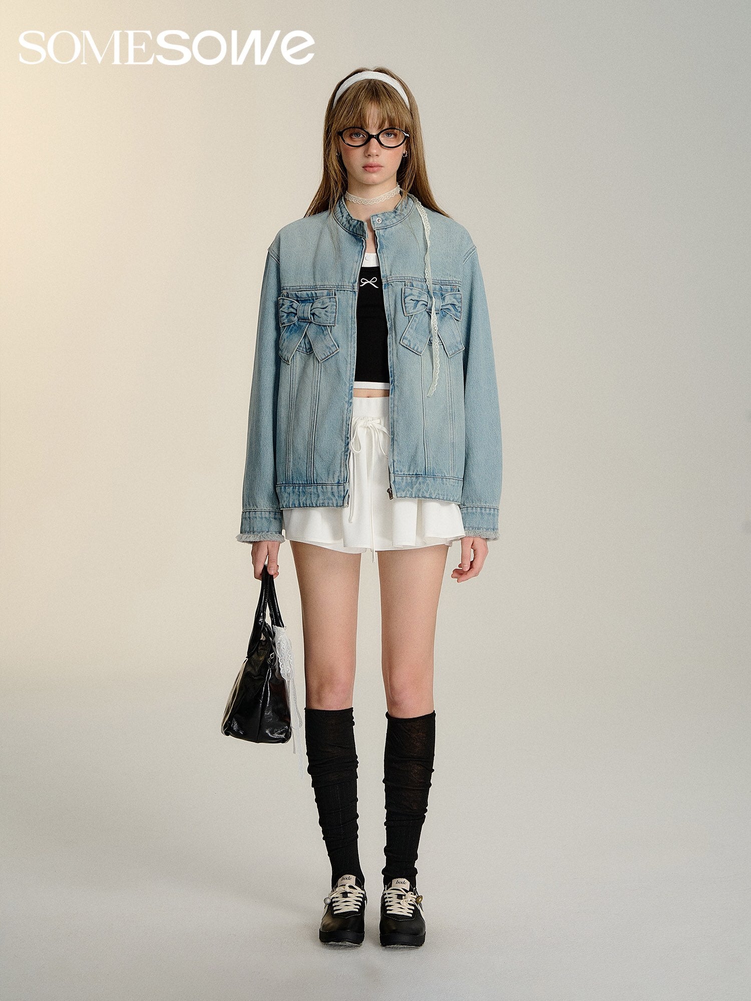 SOMESOWE Bow Denim Jacket