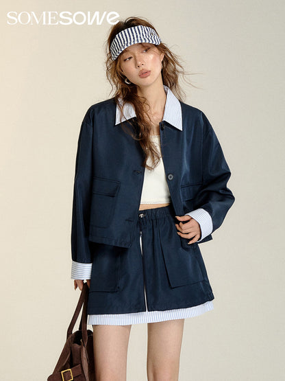 SOMESOWE Navy Loose Jacket