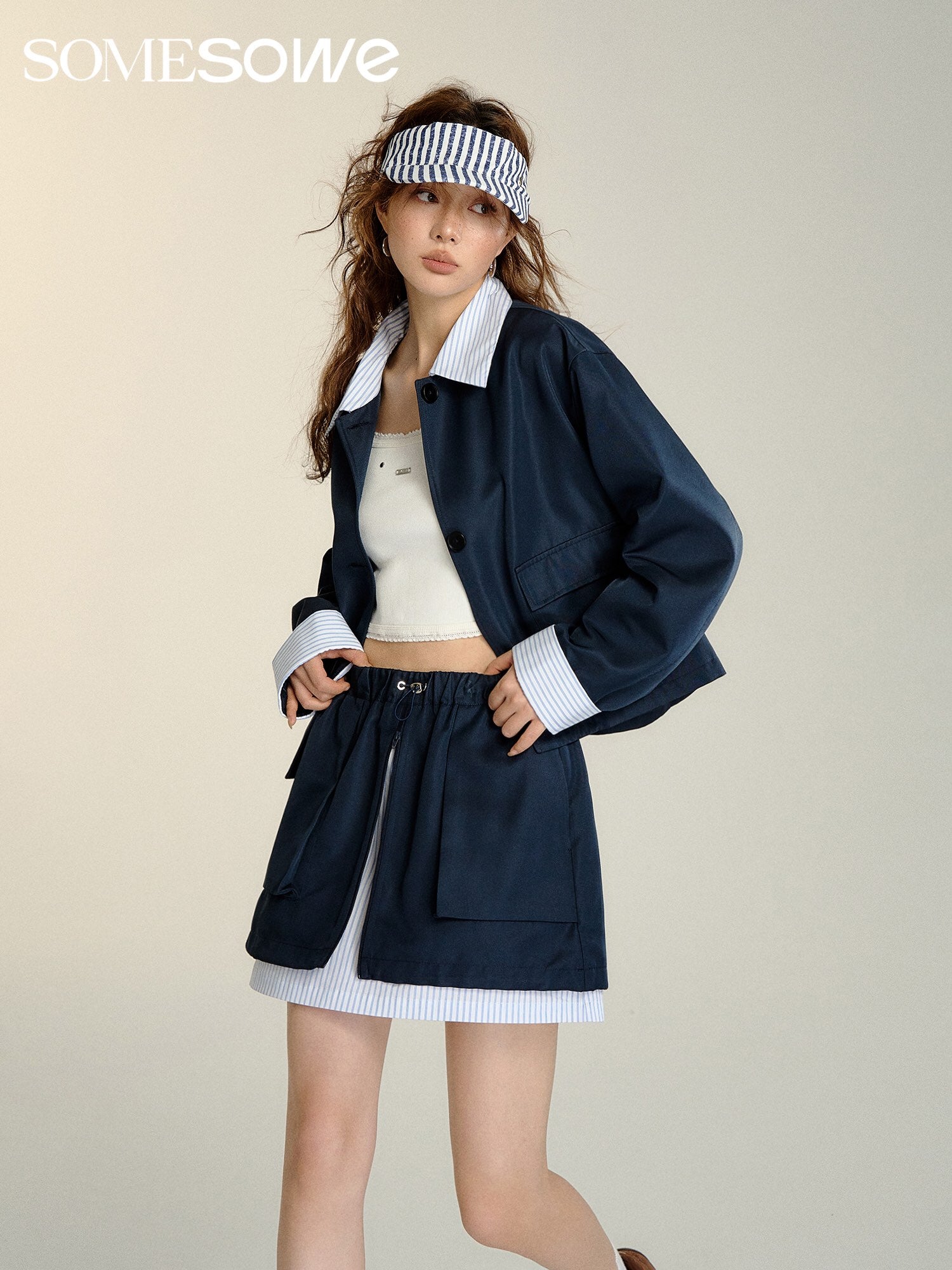 SOMESOWE Navy Loose Jacket