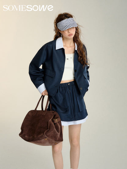 SOMESOWE Navy Loose Jacket