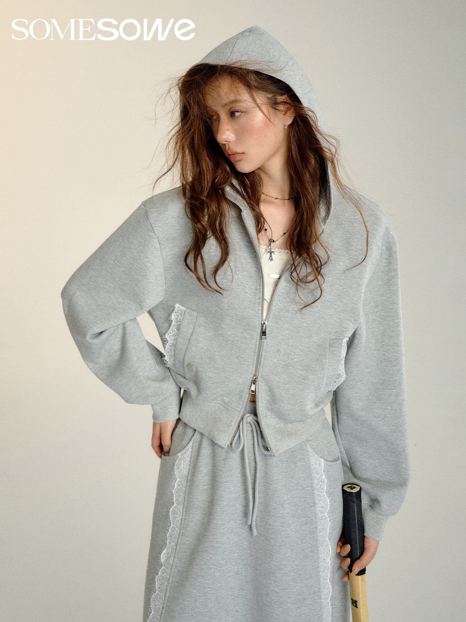 SOMESOWE Grey Hoodie Set(SEPERATE)