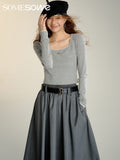 SOMESOWE Rivet Contrast Knit Top(2color)