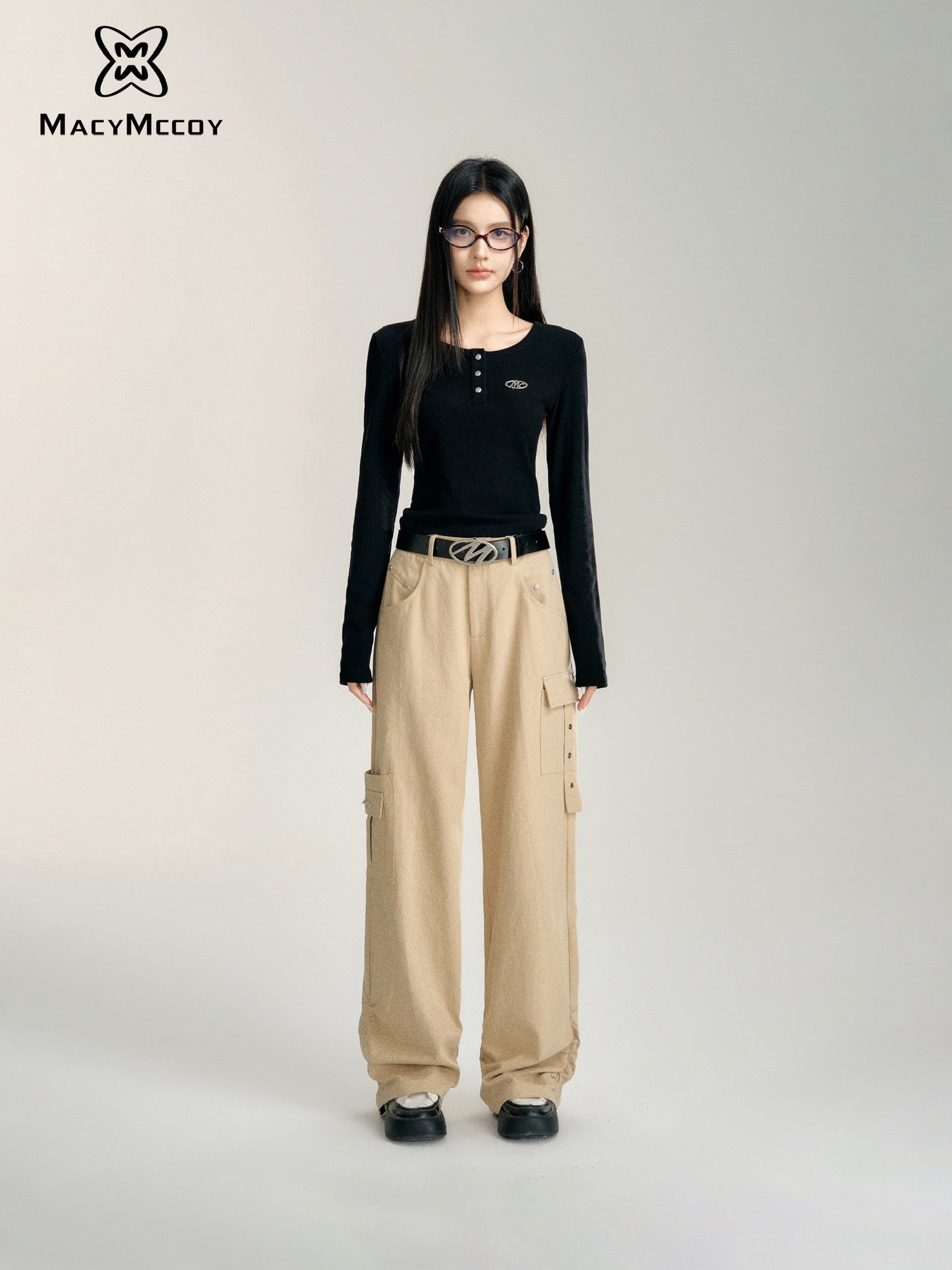 MacyMccoy High Waist Cargo Pants(2color)