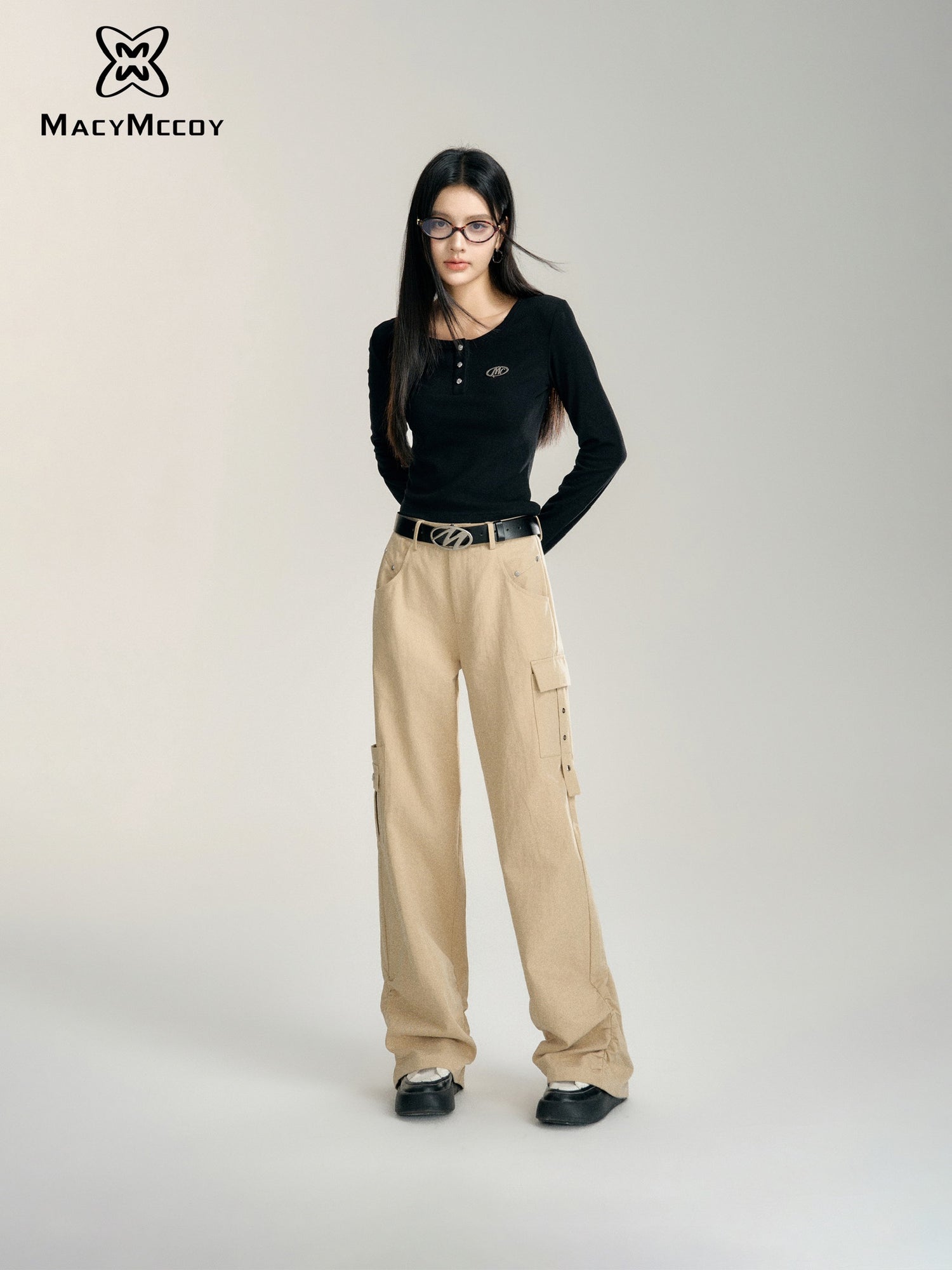 MacyMccoy High Waist Cargo Pants(2color)