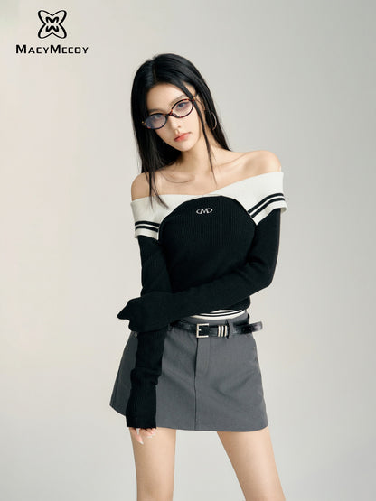 MacyMccoy Off-shoulder Contrast Top