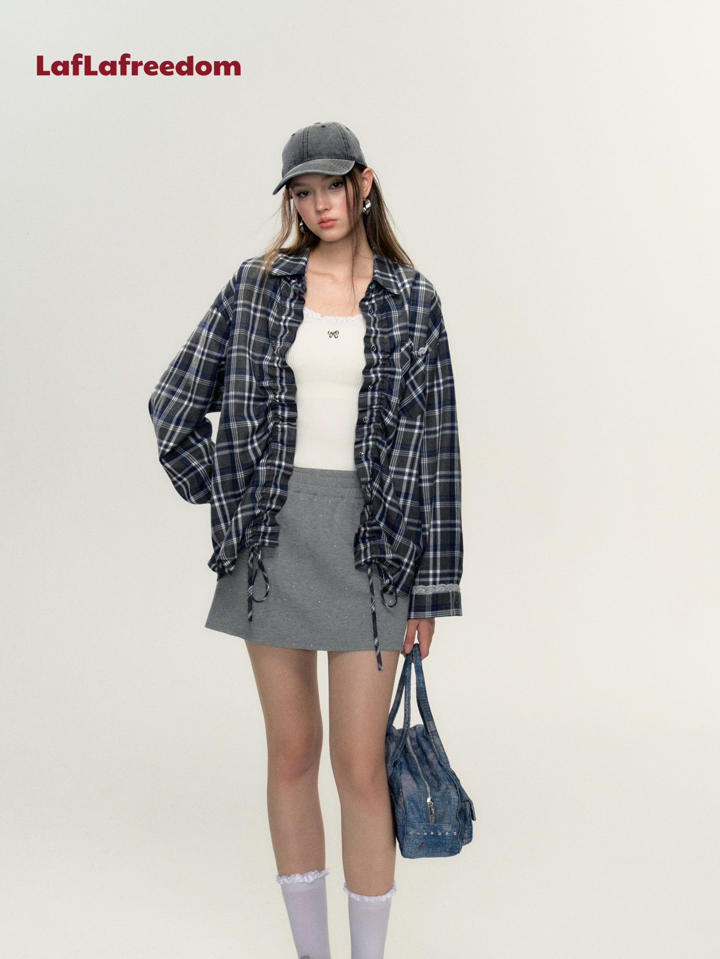 Lafreedom Blue Grid Oversize Shirt