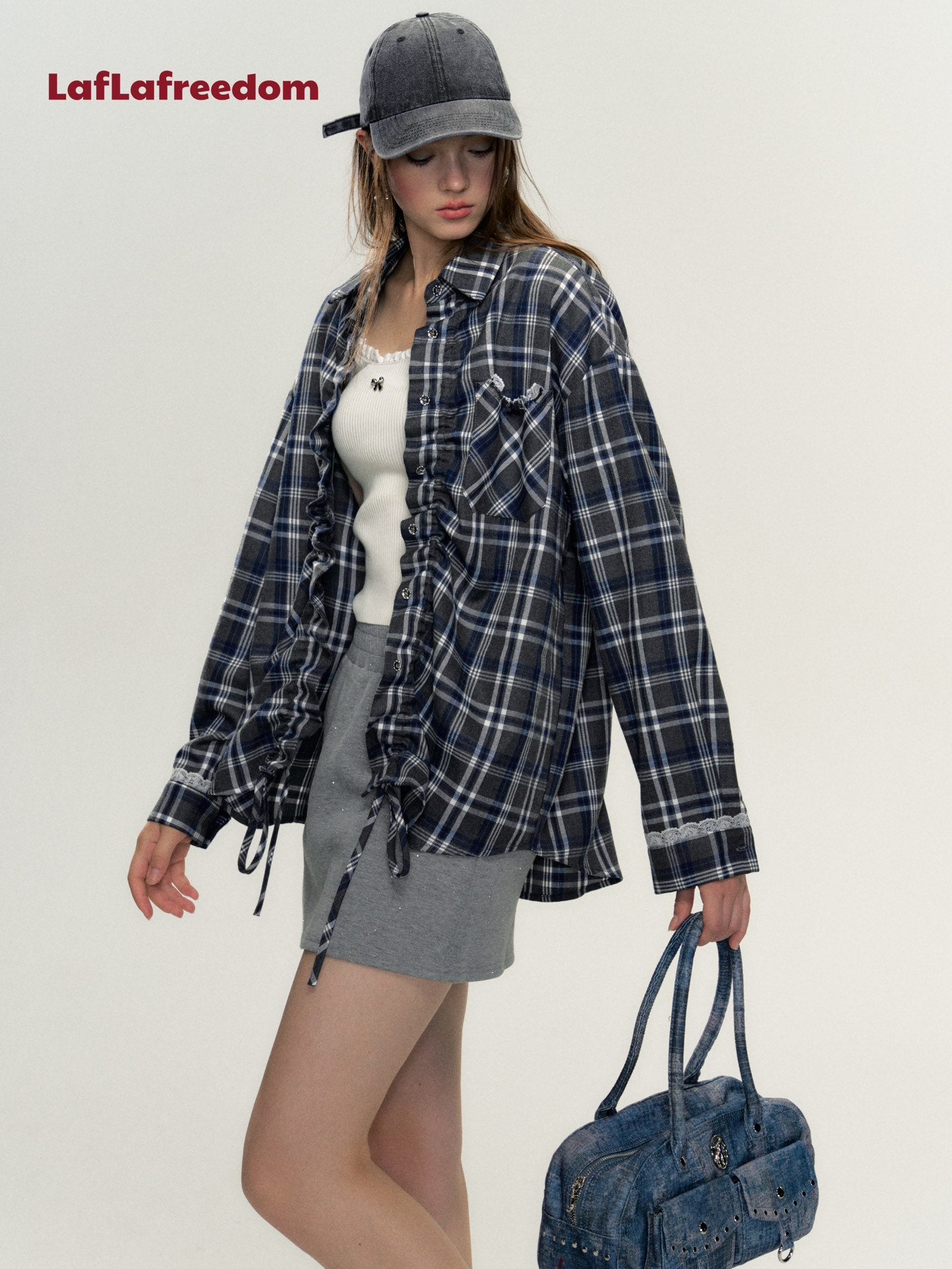 Lafreedom Blue Grid Oversize Shirt