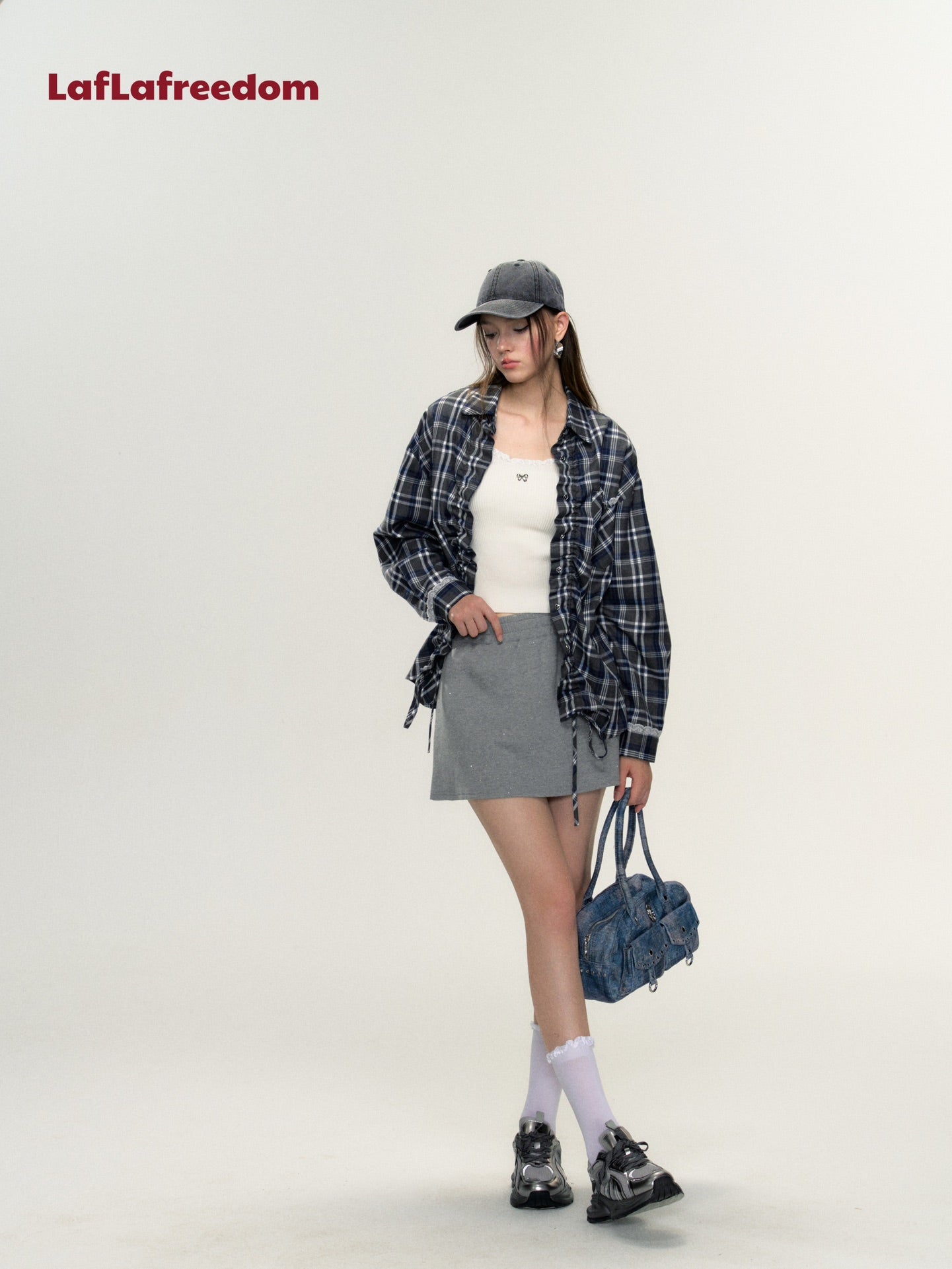 Lafreedom Blue Grid Oversize Shirt