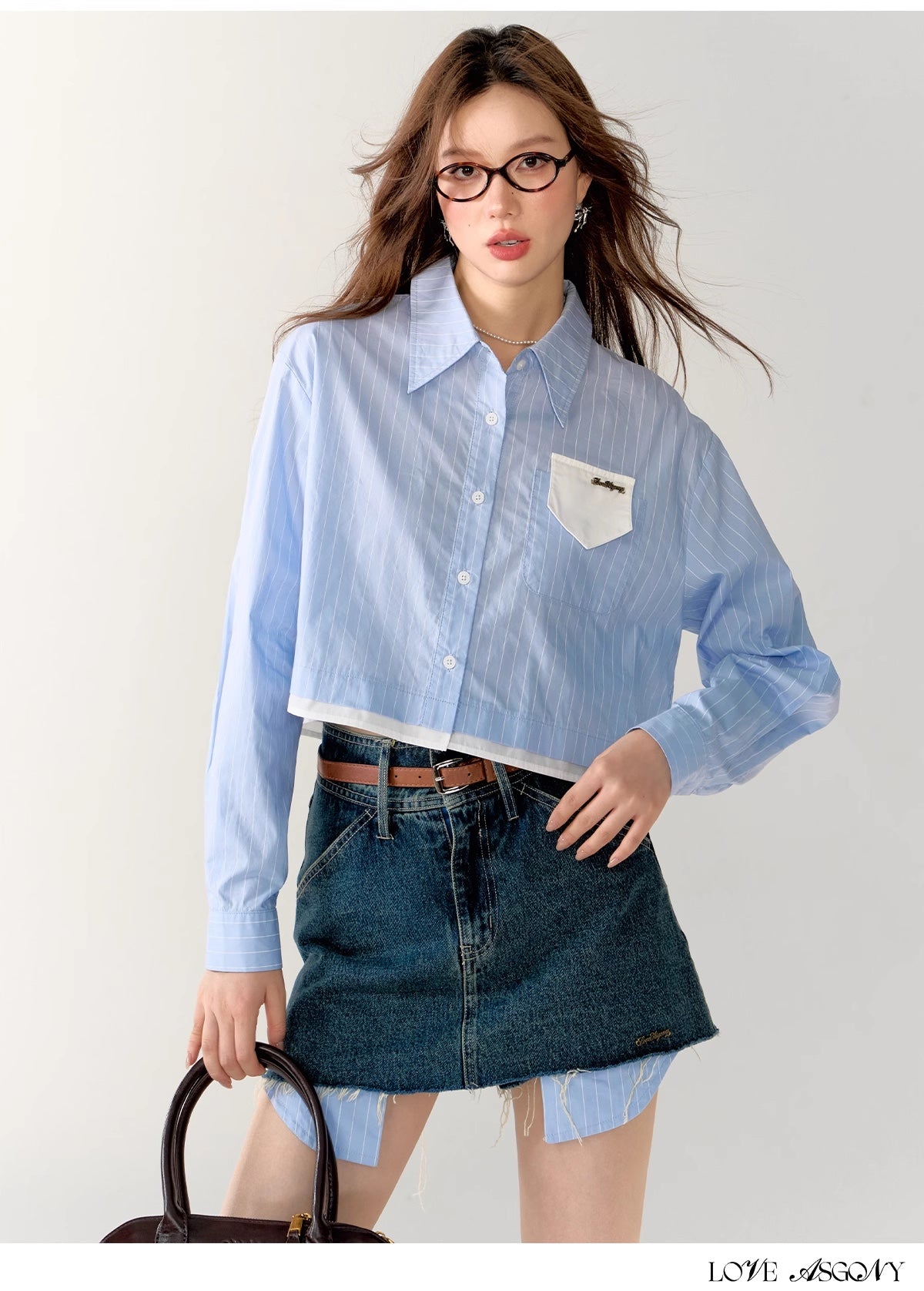 AsGony Heline Set(short shirt or denim skirt)