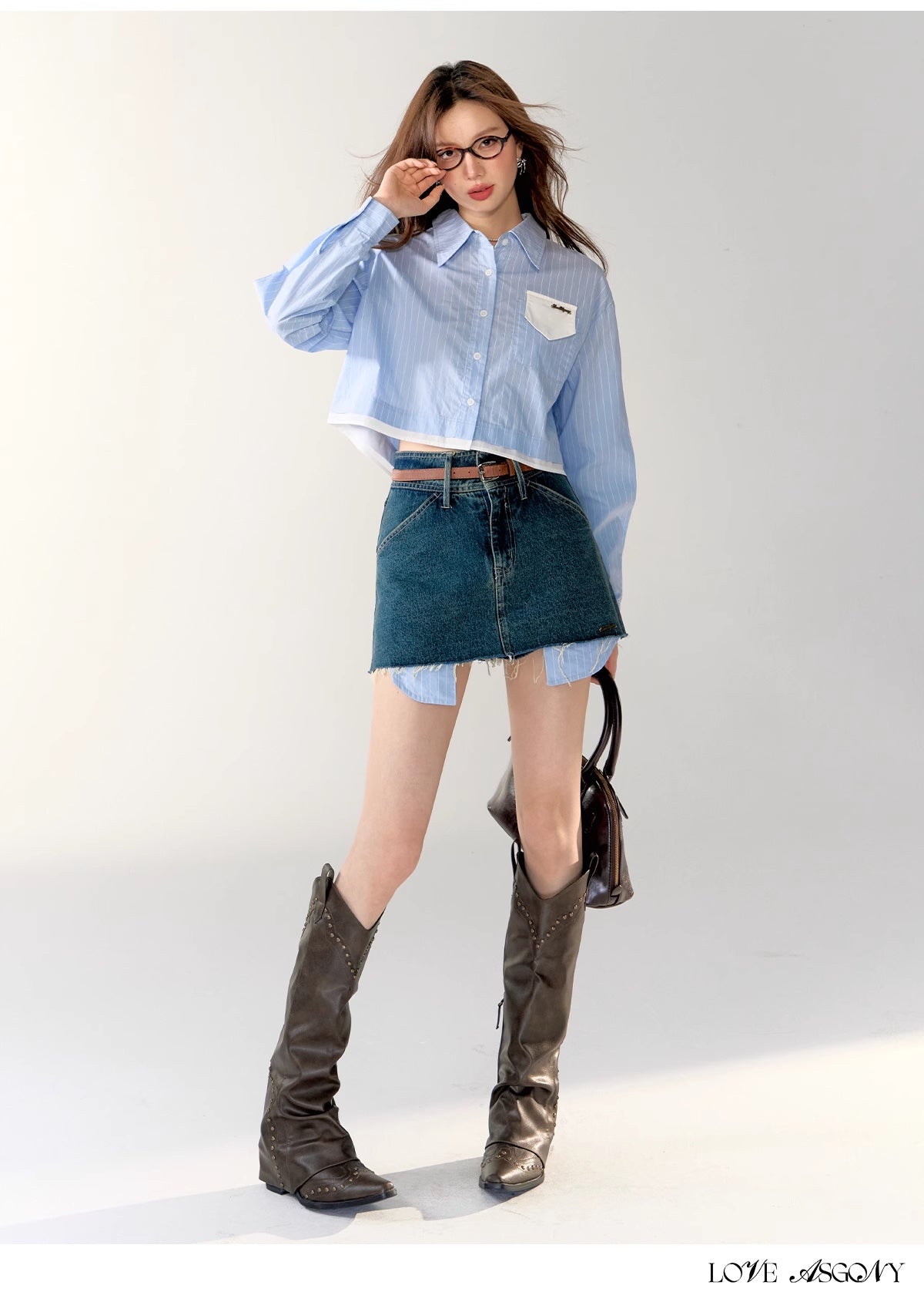 AsGony Heline Set(short shirt or denim skirt)