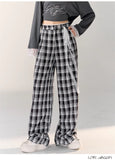 AsGony Grid Contrast Loose Pants(2color)