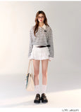 AsGony Stripe Polo & Mini Cake Skirt