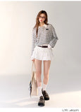 AsGony Stripe Polo & Mini Cake Skirt