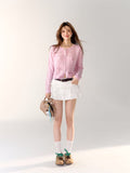 AsGony Pink Bow Cardigan