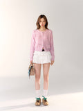 AsGony Pink Bow Cardigan