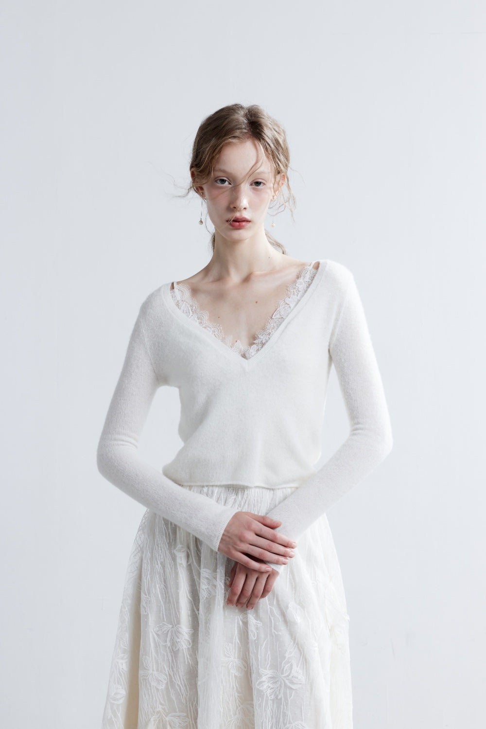 LJOS Lace Camisole Two-Piece Wool Sweater