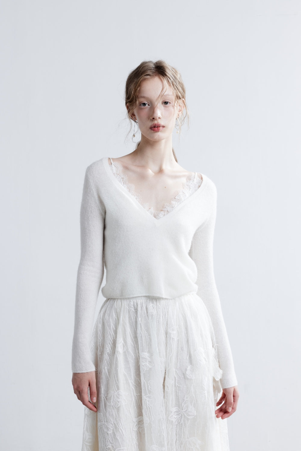 LJOS Lace Camisole Two-Piece Wool Sweater