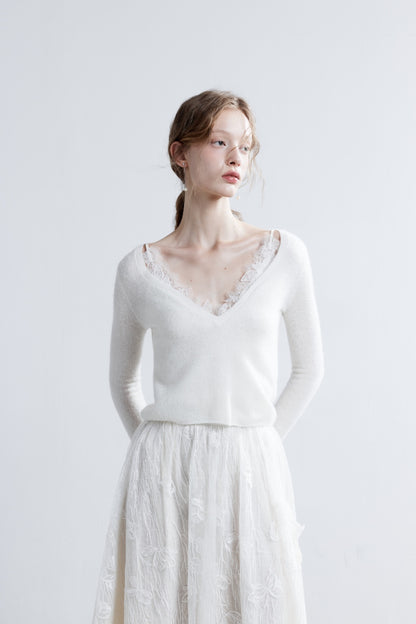 LJOS Lace Camisole Two-Piece Wool Sweater