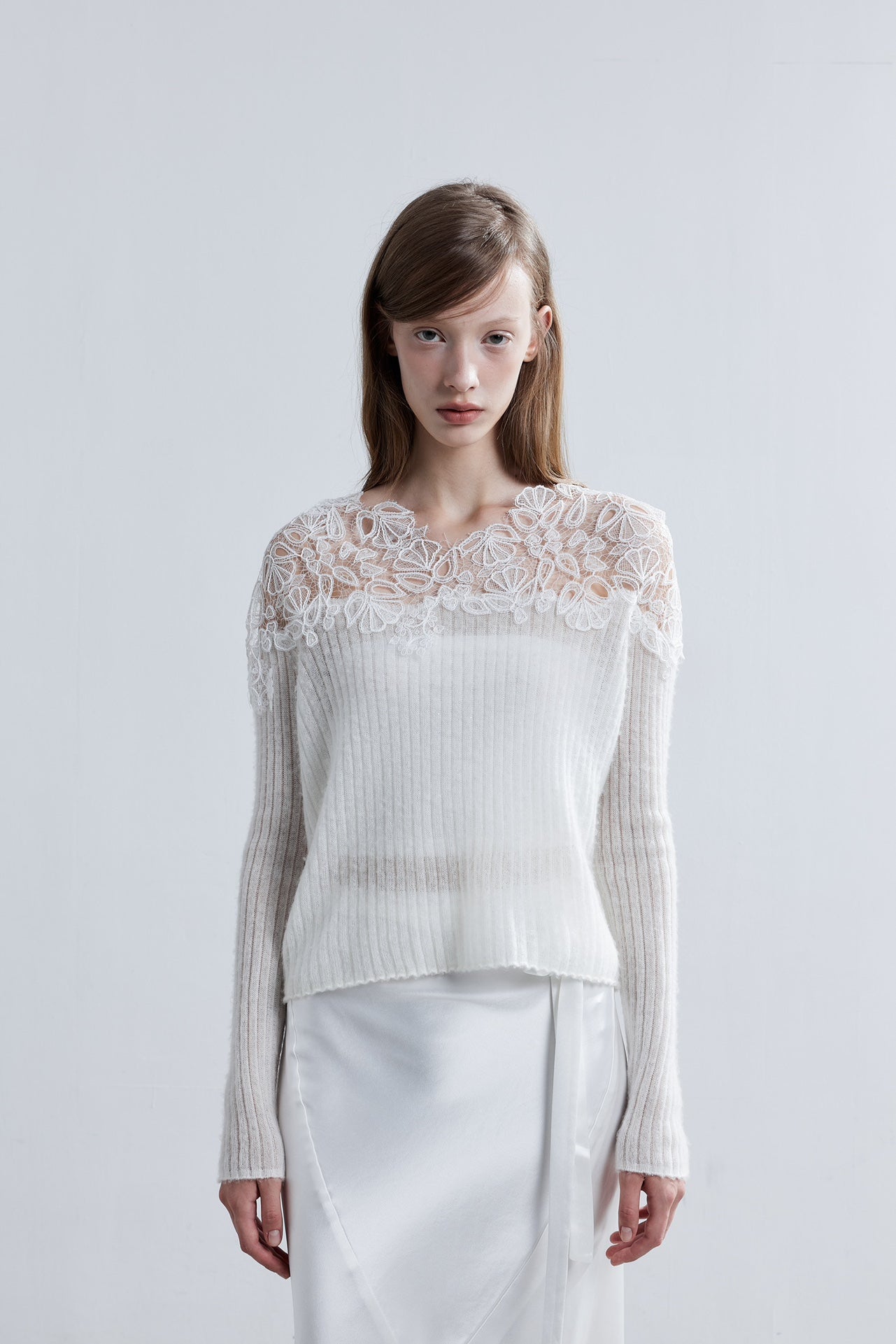 LJOS Lace Patchwork Glitter Knit Sweater